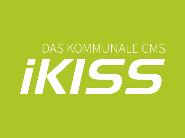 Bild vergr&ouml;&szlig;ern: Logo des kommunalen CMS iKISS in wei&szlig;er Schrift auf gr&uuml;nem Grund